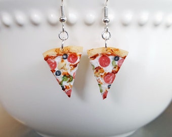 Pizza Slice Earrings - Mini Food Jewelry - Food Earrings - Foodie Gift