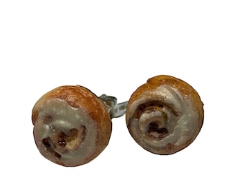 Cinnamon Roll Food Stud Earrings - Food Jewelry - Baker Gifts - Polymer Clay Earrings