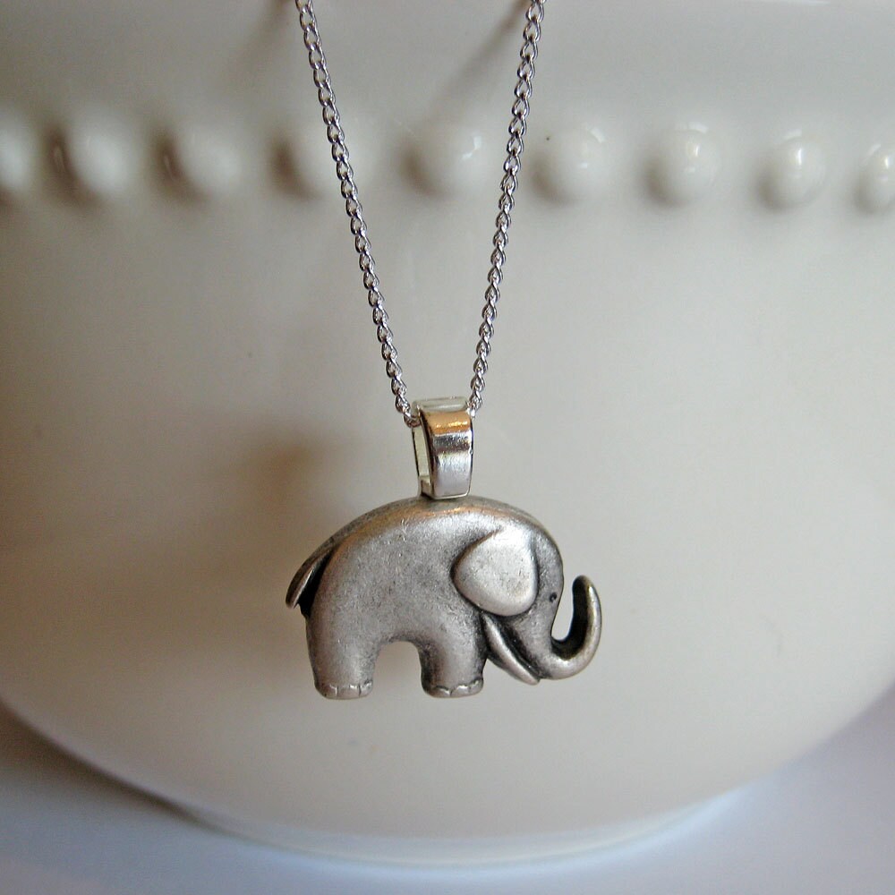 Silver Elephant Necklace Lucky Charm 