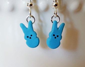 Mini Bunny Peeps Earrings - Food Jewelry - Easter Earrings - Candy Earrings