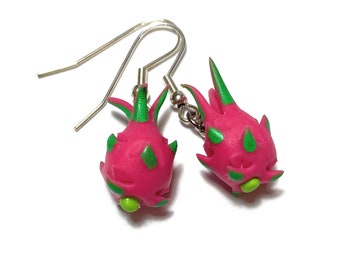 Dragon Fruit Earrings - Food Earrings - Fruit Earrings