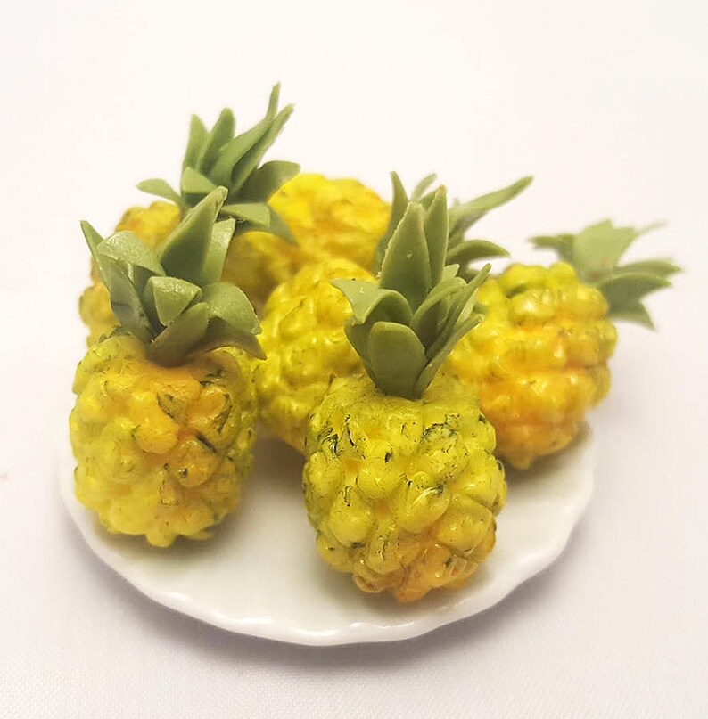 Miniature Polymer Clay Whole Pineapples