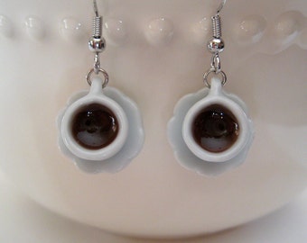 Cup of Coffee Earrings - Food Jewelry - Coffee lover gift