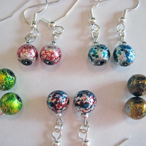 Christmas Ornament Earrings Old Fashioned Foil Ornaments Blue and Silver image 3
