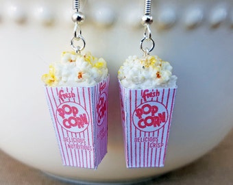 Buttered Popcorn Dangle Earrings - Food Earrings - Movie Night Earrings