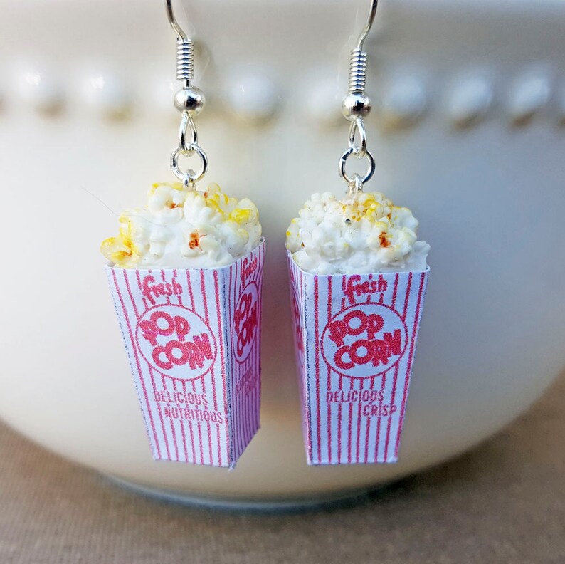 Popcorn Earrings Food Earrings Food Jewelry Etsy