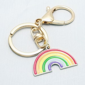 Enamel Rainbow Keychain, Backpack Charm, Key Ring