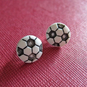 Soccer Ball Stud Earrings, Sports Jewelry, Soccer Mom Earrings, Gift for Soccer Player