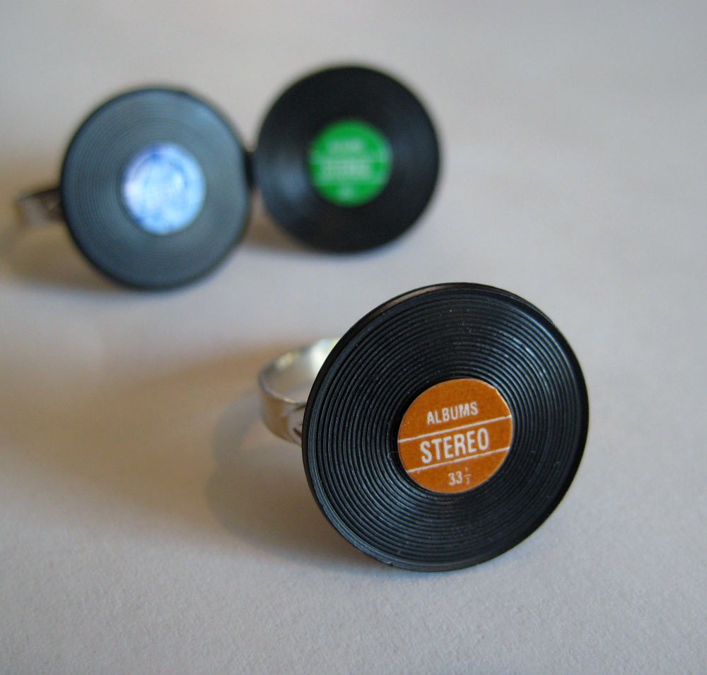 Miniature Vinyl Record Ring Music Ring 1980s Record Etsy
