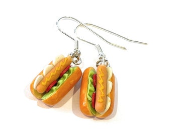 Chicago Hotdog Dangle Earrings - Food Earrings - Sports Earrings