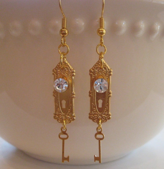 Door Knob Earrings Key Earrings Gold Earrings Alice in Etsy