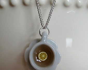 Food Jewelry - Teacup Necklace - Tea Cup Jewelry - Food Necklace