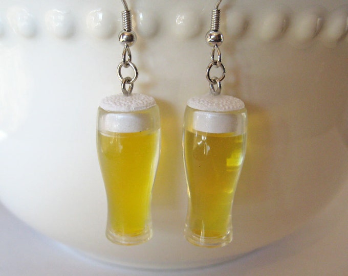 Glass of Draft Beer Earrings Miniature Food Jewelry Etsy