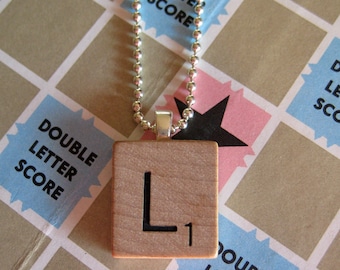 Scrabble Tile Letters Pendant Necklace - Personalized Gift - Custom Initial Jewelry