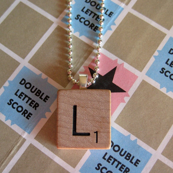 Scrabble Tile Letters Pendant Necklace - Personalized Gift - Custom Initial Jewelry