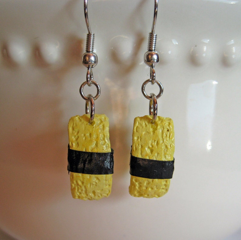 Sushi Dangle Earrings, Food Jewelry, Sushi Fan Earrings, Kawaii Earrings image 2