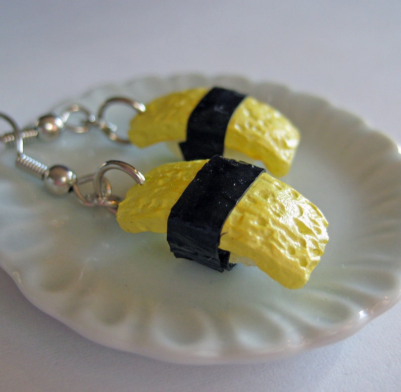 Sushi Dangle Earrings, Food Jewelry, Sushi Fan Earrings, Kawaii Earrings image 1