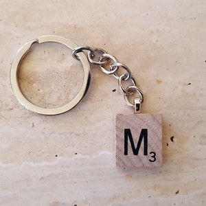 Scrabble Tile Letter Keychain - Custom Initial Keychain