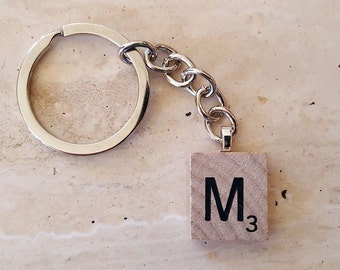 Scrabble Tile Letter Keychain - Custom Initial Keychain