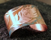 Peacock Plumes - Etched Copper Cuff
