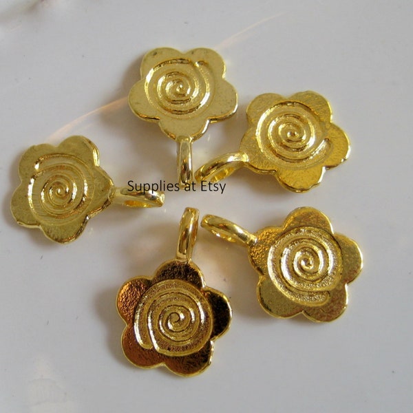 Gold lotus Flower Charm-Gold Daisy Links Connectors Pendants-Rose beads-Rose Charms-flower beads charms-Jewelry supplies-hippie beads