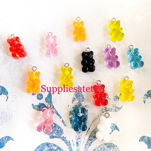 SALE Gummy Bears pendants mix Colors sample pack)teddy gummy bear charms-resin gummy bear Diy earrings-good vibes charms/glitter gummy bears