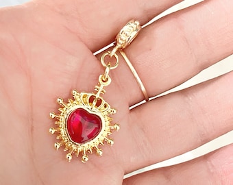 Retro Sacred heart Pendant, crowned Heart  Cross Pendant/Ex votos Milagros pendant necklaces-Religious charms-Detente corazon Jesus