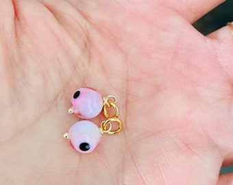 Pastel Pink Evil eye charms-eye charms-Turkish eye charms-diy earrings-bracelet making-Jewelry supplies-hippie bead-protection pendant charm