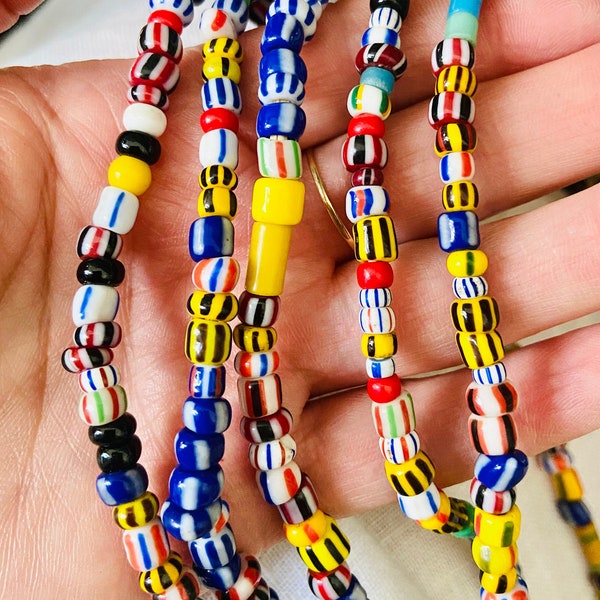 Fun Tribal African glass chevron beads-Mini chevron spacer glass Beads, multicolor glass Rainbow Beads-Fancy mix assorted hippie xmas beads