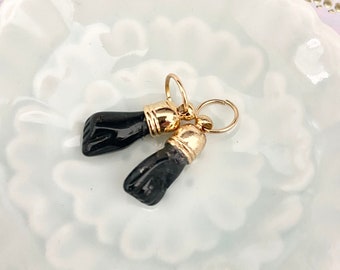 18k gold plated Azabache hand charm pendant-Black Azabache Hand charms-Hope Amulet Protection Hand Charms-Evil Eye-Jewelry supplies-talisman