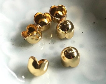 SALE 18k Gold Plated Bead caps- petal end Bead Caps-Gold Flower Bead Cap,fancy Bead Caps-jewelry supplies-earrings findings