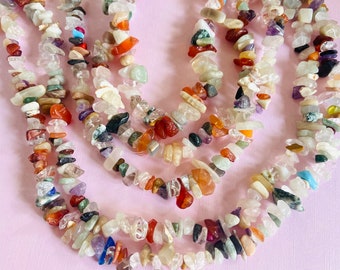 Strand mixed gemstone chip free form rainbow -Quartz Stone - assortment Gemstones strand free form
