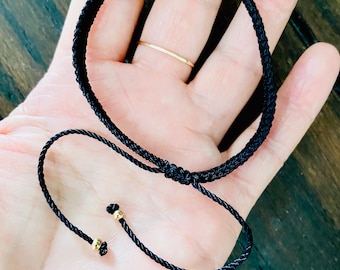 Pulsera ajustable de macramé con cordón negro-Pulsera deslizante ajustable de cuerda roja-Pulsera de cordón rojo-Pulseras de cordón de cuerda roja de la amistad