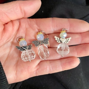 Mixed silver gold Angel Wing Pendant Beads-jewelry findings,crystal Angel pendants-Suncatcher Angel charms-spiritual charms-favors recuerdos
