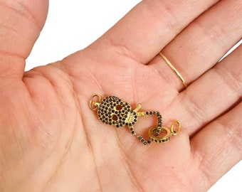 SALE Dimond Look Skull Gold Micro Pave Zirkonia Karabiner Verschluss-schwarz Micro pave CZ Karabiner-Diamond Style Micro pave