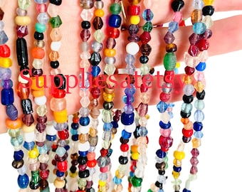 Long Ethnic Colorful Confetti Glass Beads-rainbow Handmade  display picture 1
