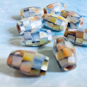 SALE large inlaid abalone Shell beads- Pearl Tube beads-jewelry findings-Abalone Paua Shell Round Ball Beads,Mosaic Beads,Inlay Beads