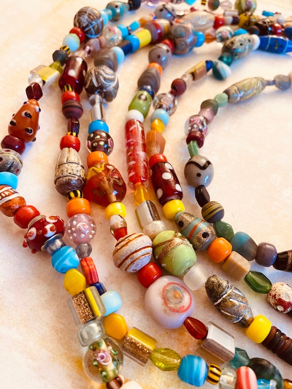 Buy Lot Tribal Ethnic Assortment Glass Rainbow Beads sample Glass