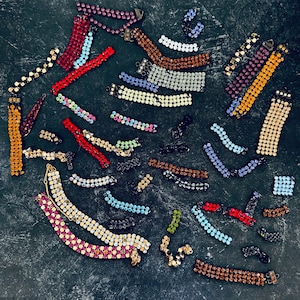 Vintage Strass Österreichische Kristall Mesh KetteStrass Mix Farben-Österreichische Kristall Kette Schmuck Lieferungen-Unikat recycelt verschönert