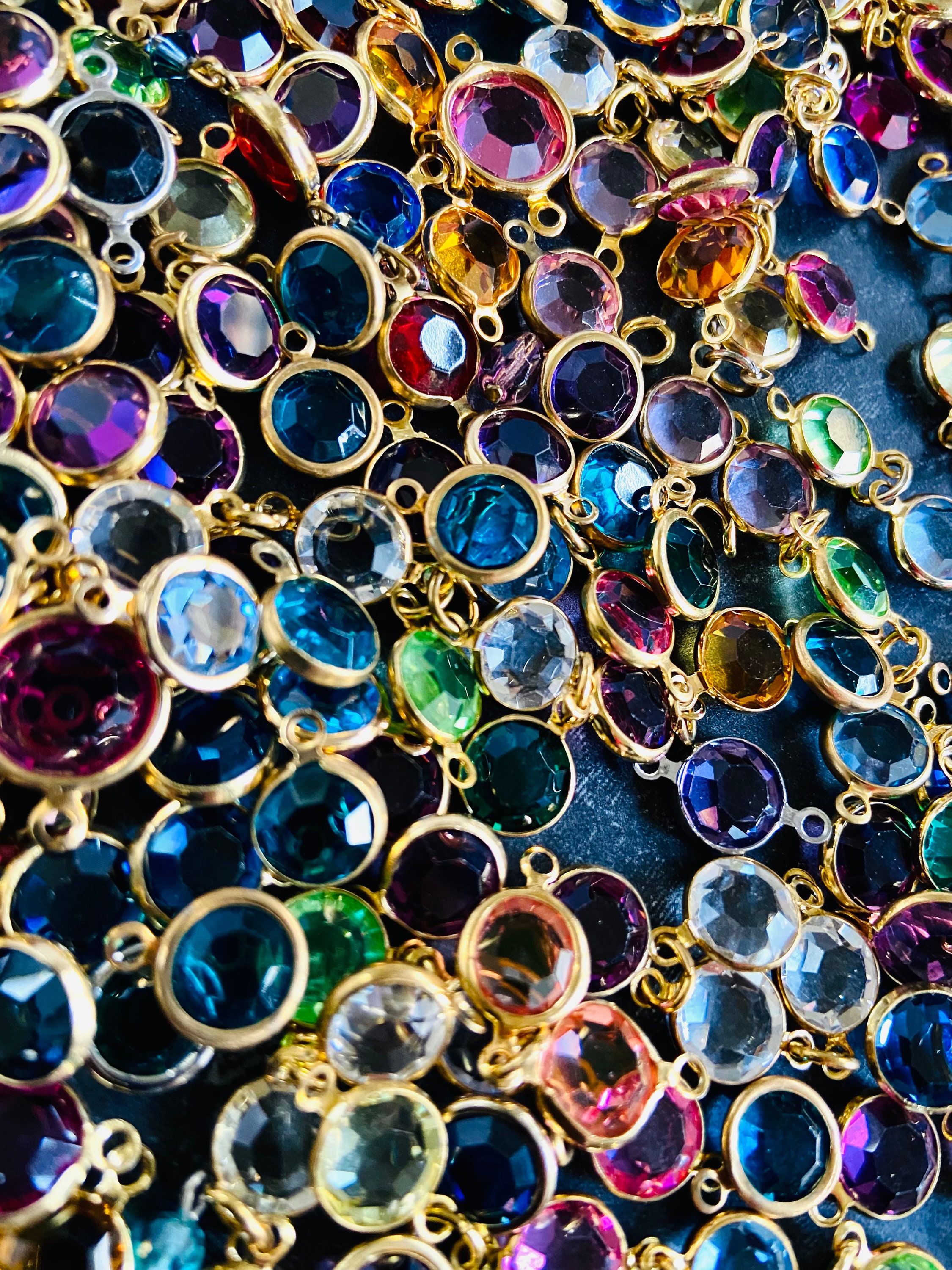 Sale Vintage Swarovski Crystal Rhinestone Assorted colors links connectors beads-jewelry supplies-crystal charms-diy earrings-chain making