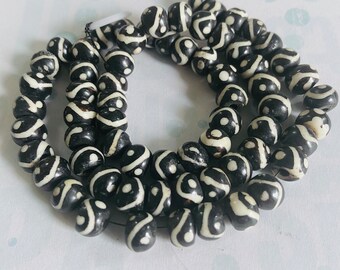 Black white striped Bone Beads-evil eye Beads Striped Beads-black white bone Beads  Beads-Handmade  Beads-Strand beads