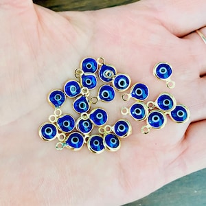 18k gold plated Evil Eye glass charms-Lampwork ojo glass pendants-blue evil eye charms,Turkish evil eye pendant-Hippie charms-amulet charms