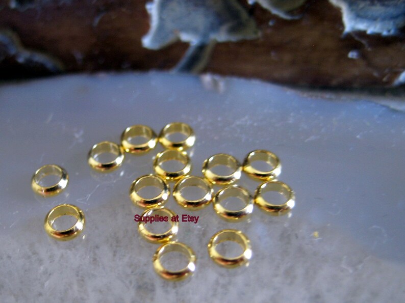 Ring beads 3mm-Gold plating Fancy Heishi rondelle beads beading,findings 18k gold plated Rondells-Electroplated Spacer Beads-gold bead cap