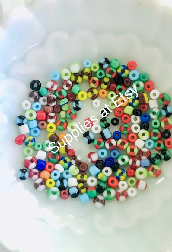 Confetti Beads-global Stripes Glass Seed Beads,assorted Colors