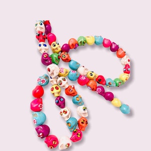 Cuentas de ojos de flor de calavera de azúcar- cuentas de calaveras de azúcar de halloween-cuentas de calavera multicolor-cuentas de día de muertos, folklore mexicano, fabricación de pendientes