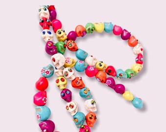 Sugar Skull Flower Eyes Beads- halloween Sugar Skulls beads-Multi-Colored skull beads-dia de muertos beads, Mexican Folk, earrings making