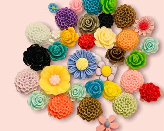 Sample pack mix colors cabochon-assorted flowers Two color Cabochons  beads Flat back(Assorted Pastel Colors-kit value pack Flower Cabs