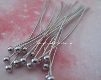 silver tone  Ball Pins 35mm -Fancy Brass silver  ball round head pins Findings