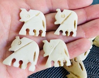 Carved bone beads elephant Beads-off white elephant Charms-Elephant beads-Fetish Amulet/large pendant charms-Lot charms