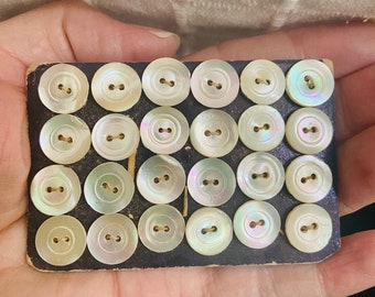 SALE fine Vintage Genuine Mother of pearl buttons- large mop button-off White shell buttons-shell iridescent luster buttons findings